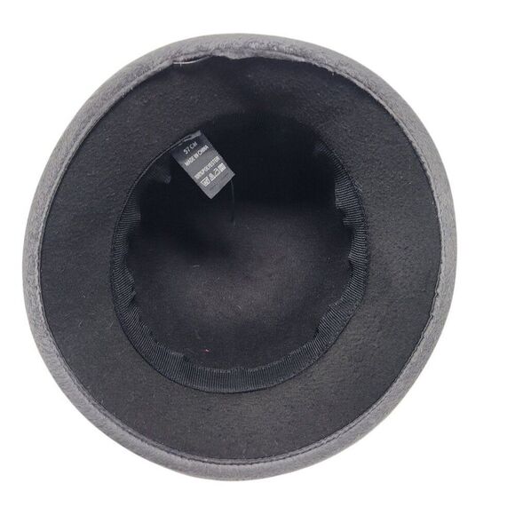 Retro Roaring 20s Gray Bowler Hat Faux Fur Black Bow Accent 57 CM Womens Flapper - Picture 5 of 9